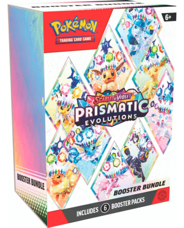 Booster Bundle Pokémon TCG Prismatic Evolutions en inglés con 6 sobres de refuerzo.