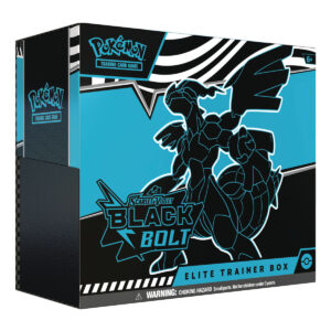 Elite Trainer Box Pokémon TCG Black Bolt con 9 sobres y accesorios oficiales.