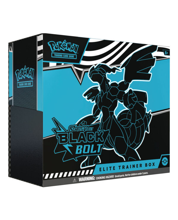 Elite Trainer Box Pokémon TCG Black Bolt con 9 sobres y accesorios oficiales.